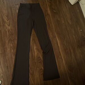 Black ribbed flare leggings